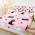 thumbnail image 3 of Feelyou Kawaii Cat Kitten Full Size Sheets for Kids, Cartoon Animal Lover Bed Sheets, Girly Pink Cartoon Sheet Sets, Ultra Soft Bedroom Decor, 4-Piece, 3 of 7