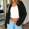 thumbnail image 4 of Women'S Zip Up Cardigan Sweaters Drop Shoulder Long Sleeve Crew Neck Cardigan Casual Solid Loose Fit Knit Jacket Black M, 4 of 8