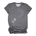thumbnail image 6 of Wycnly Womens Tops Dressy Casual Comfy Breathable Loose Fit Trendy Pullover Tees Shirts Summer Short Sleeve Crewneck Tops Dandelion Print Blouse Gray XL, 6 of 6