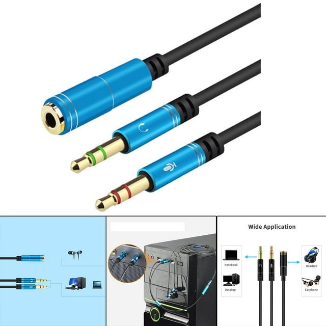 Cable de Sonido Splitter Hugo Adaptador Divisor Auxiliar Azul 0.3M