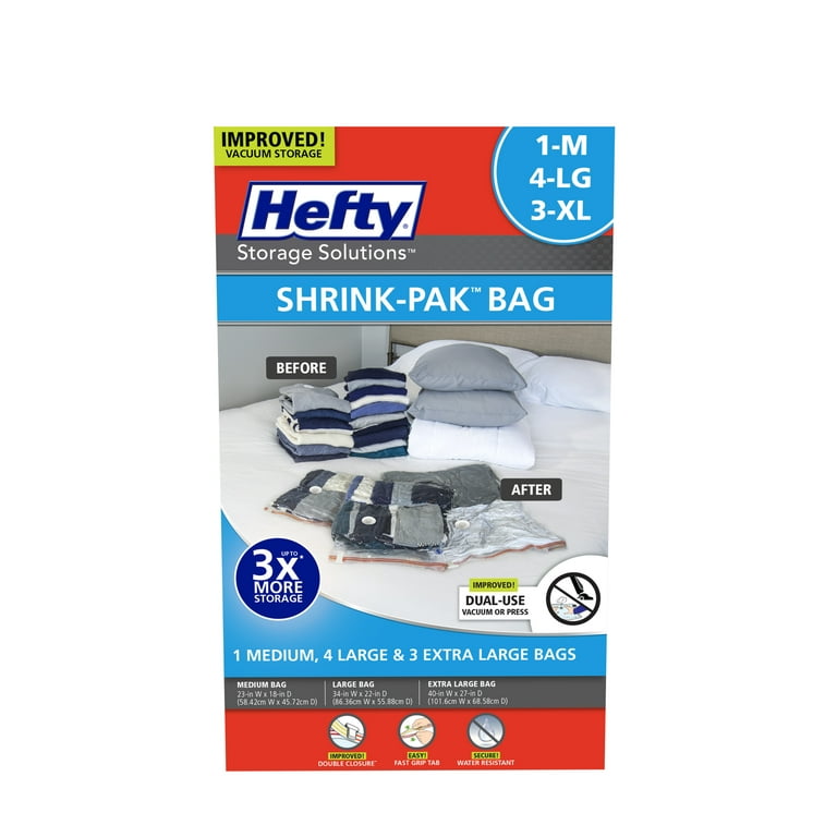 Hefty Shrink-Pak - 3 Extra Large Vacuum Storage Bags for Storage