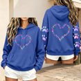 thumbnail image 4 of Staron Women's Hoodie Hooded Long Sleeve Graphic Hearts Casual Crewneck Sweatshirt Loose Cute Pullover Hoodies Tops Blue XL, 4 of 6