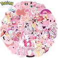 thumbnail image 1 of 10/50PCS Pink Anime Pokemon Stickers Cartoon Kawaii Pikachu Girls Kids Laptop Luggage Skateboard Guitar Waterproof Sticker Toys zhangyuxiang LED, 1 of 2