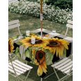 thumbnail image 2 of Sunflower Checkered Outdoor Tablecloth with Umbrella Hole, Black Buffalo Plaid Pastoral Flowers Spillproof Waterproof Outdoor Table Cover, Patio Tablecloths for Party/Garden/Picnic, Square 60"x60", 2 of 9