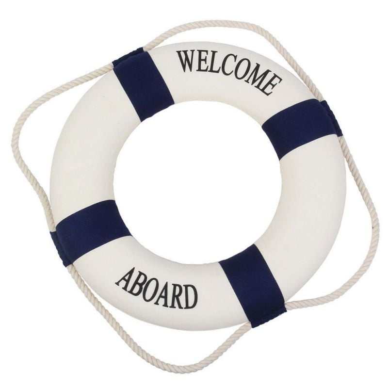 Life Preserver Ring Decoration Wall Hanging Wood Nautical Decor Welcome On Bord