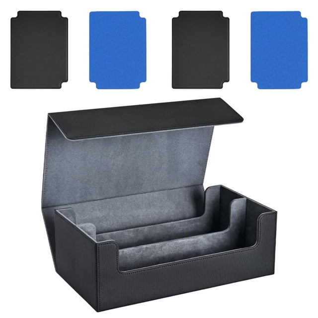 Xuanheng Card Deck Box Portable Collectible 2 Rows Standard Display Game Card Storage Blue Divider Gray