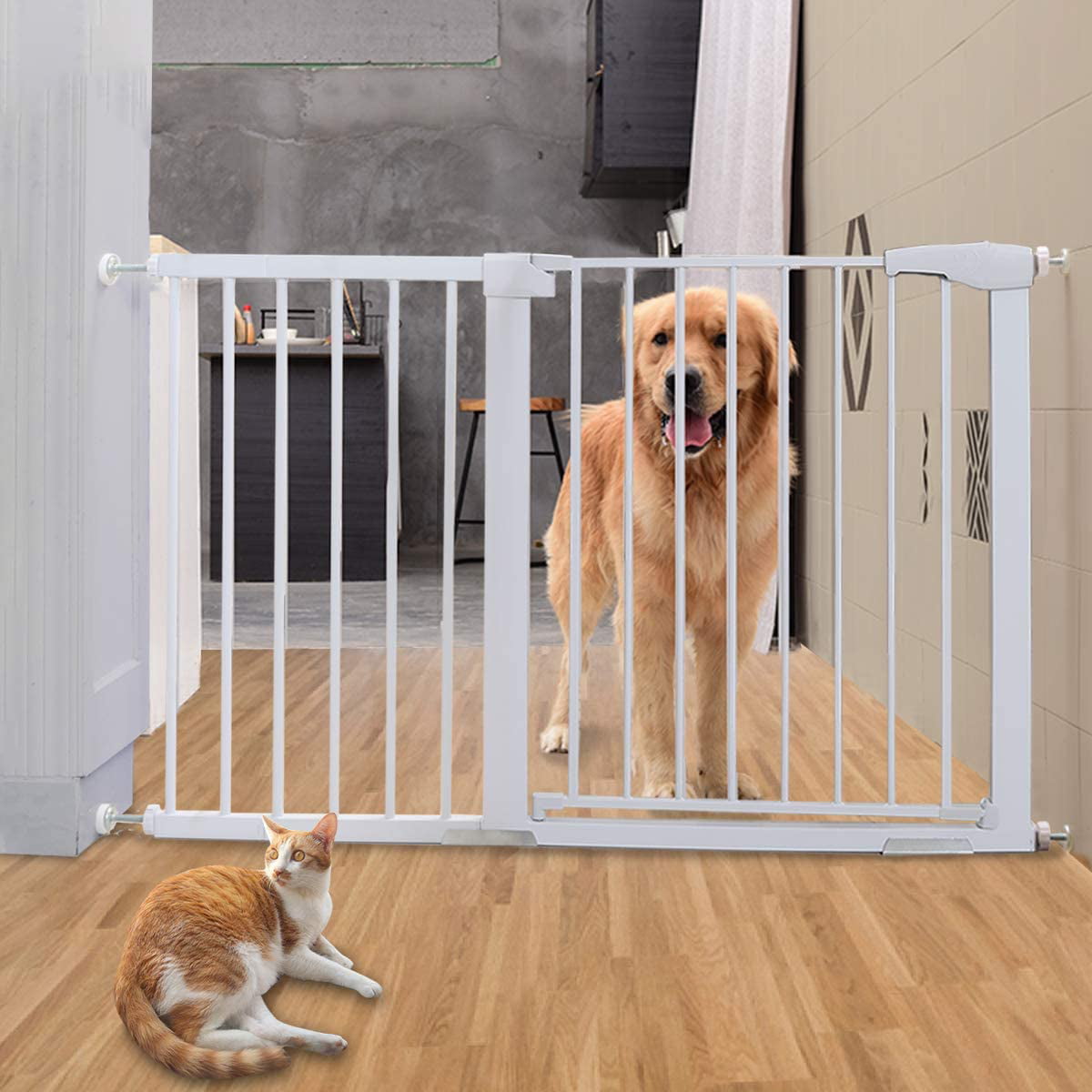 Metal Baby Pet Dog Safety Gate Barrier Auto Close Doorway Stair Guard Protection 
