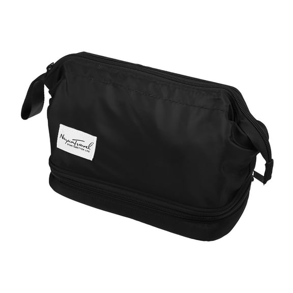 Unique Bargains Floral Makeup Bag Zipper Flower Cosmetic Pouch Black