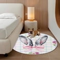 thumbnail image 2 of Easter Round Area Rug 5Ft Washable Circle Rugs for Living Room Bedroom, Cute Rabbits Ears Bow Daisy Flower Watercolor Plaid Non-Slip Carpet Floor Mats Indoor Outdoor Carpet Runner Home Decor, 2 of 8