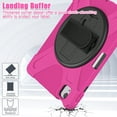 thumbnail image 6 of ELEHOLD Case for iPad Air 11 (M2) 2024 / iPad Pro 11 2022 / iPad Air 5th 4th Gen 10.9", Military Grade Silicone Hybrid Rugged Case with Pencil Holder Rotating Stand Hand/Shoulder Strap,Rose, 6 of 9