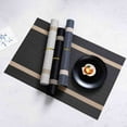 thumbnail image 2 of braveheart Style Striped PVC Table Mat Placemats Coaster Rectangle Insulation Anti-Skid Waterproof Dining Tables Decors Mats Blue Rectangle/30*45cm 1Set, 2 of 6