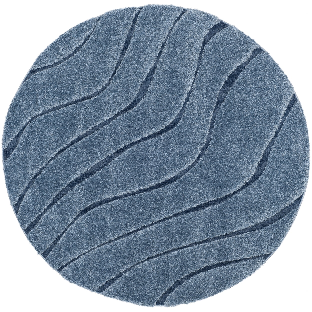 SAFAVIEH Florida Tabitha Geometric Waves Shag Runner Rug, Light Blue/Blue, 2'3\" x 7'