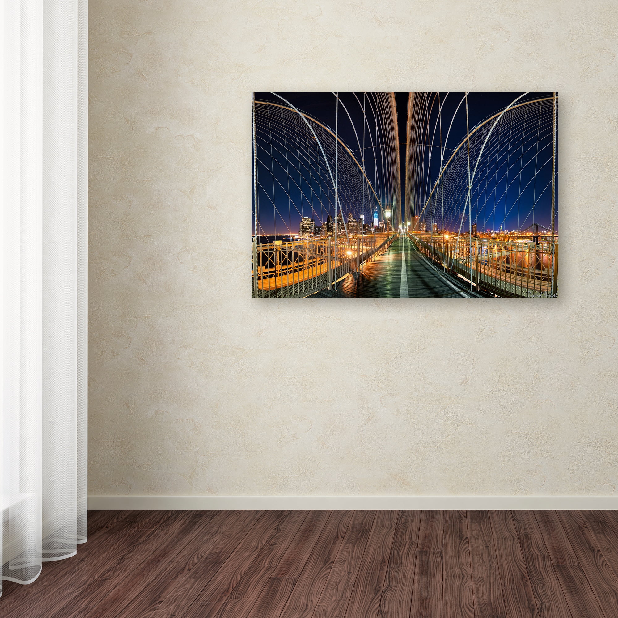 Trademark Fine Art "Brooklyn Bridge Panorama" Canvas Art by David Ayash