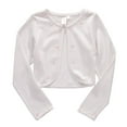 thumbnail image 2 of Cyndeelee Girls Long Sleeve Beaded Sequin Scallop Trim Bolero Cotton Shrug Cardigan (White, 6X), 2 of 5