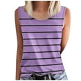 thumbnail image 2 of ITSAME Womens Tank Tops, Sleeveless Crew Neck Striped Summer Loose Fit Blouse Purple 2XL, 2 of 4