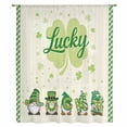 thumbnail image 2 of St. Patrick's Day Sheer Curtains 45 Inches Long, Green Lucky Gnomes Shamrock Plaid Beige Light Filering Curtains, Breathable Simi Curtain Privacy Drapes for Kitchen Bathroom Small Window Treatment, 2 of 9