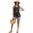 thumbnail image 6 of Uvplove Womens Summer Tank Tops Sleeveless Chiffon Blouse Loose Round Neck Casual Shirts,Black Leaves,XL, 6 of 11
