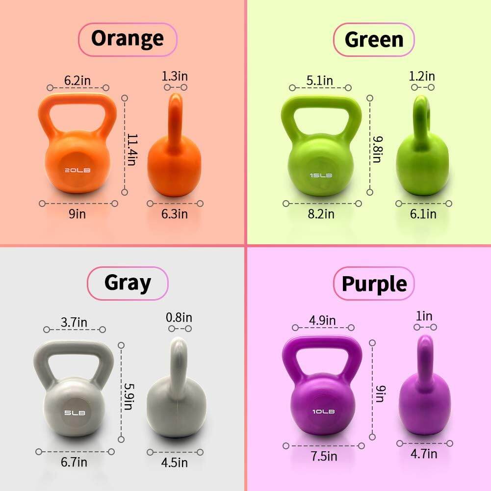 20lbs Kettlebell Set, Strength Training Kettlebells Weight Set for Women, Vinyl Coated Kettle Bell for Home Gym Workout Weight Lifting Equipment, Comfortable Grip Wide Handle Weights