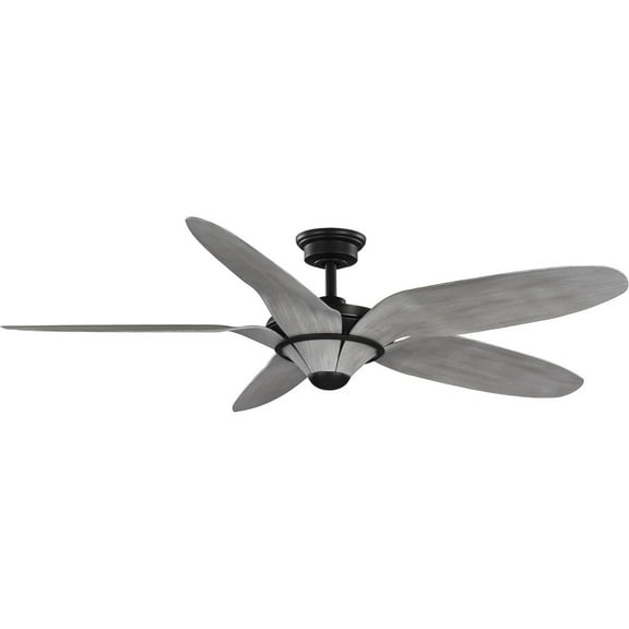 Mesilla Collection 60" Five-Blade Gray Weathered Wood/Black Indoor/Outdoor DC Motor Urban Industrial Ceiling Fan
