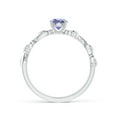 thumbnail image 2 of Angara Natural 0.5 Ct. Tanzanite with Diamond Side Stone Ring in 14K White Gold for Women (Ring Size: 3), 2 of 9
