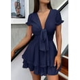thumbnail image 2 of PRETTYGARDEN Women Summer Short Dress V Neck Short Sleeve Tiered Mini Sun Dresses Casual Beach Vacation Sundress, 2 of 6