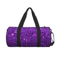 thumbnail image 2 of Gaeub Purple Glitter Lightweight Travel Cylinder Bag Gym Tote Bag Sports Training Duffle Bag with Pockets and Straps, 2 of 8