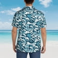 thumbnail image 4 of Pofeuu Ocean Waves Print Hawaiian Shirt for Men Sleeves Casual Button Down Summer Beach Dress Shirts T-Shirts,Small, 4 of 7