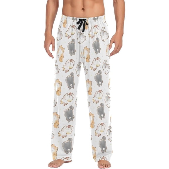 GZHJMY Cat Pajama Pants, Men's Drawstring Lounge Pants, Casual Pajama Bottoms with Pockets, Christmas New Year Birthday Gifts, Medium