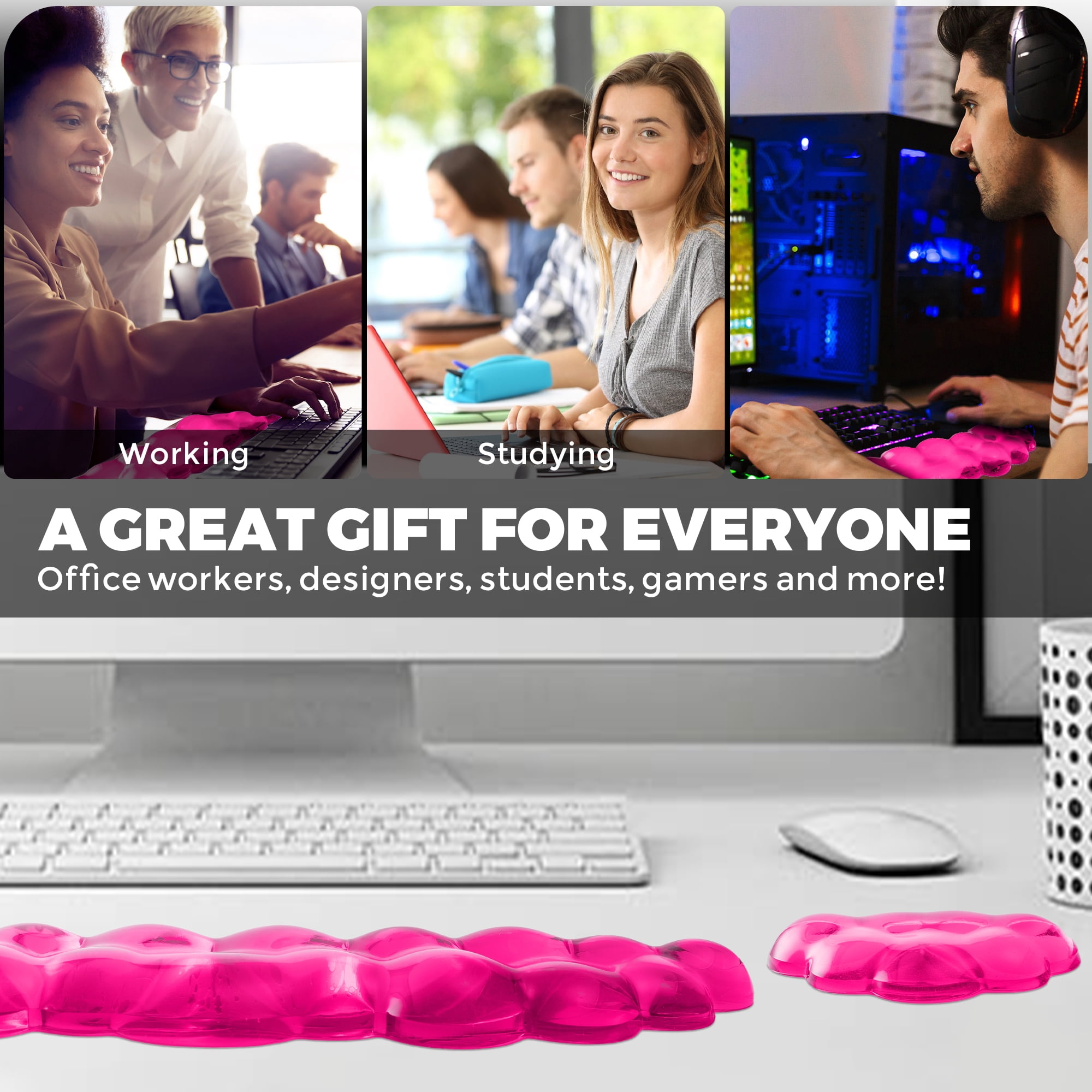ABRONDA Gel Cloud Keyboard & Mouse Wrist Rest Set - Cloud Keyboard Wrist Rest Pad & Mouse Support for Office Gaming Pad Computer Laptop Ergonomic Comfortable Pain Relief- Cloud Pad Set