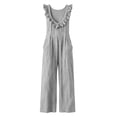 thumbnail image 6 of Npasoilc Ruffle Trim Wide Leg Jumpsuits for Women V-Neck Sleeveless Smocked Elastic Waist with Pockets Loose Casual Summer Overalls, 6 of 7