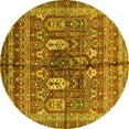 thumbnail image 1 of Ahgly Company Indoor Round Abstract Yellow Modern Area Rugs, 7' Round, 1 of 4