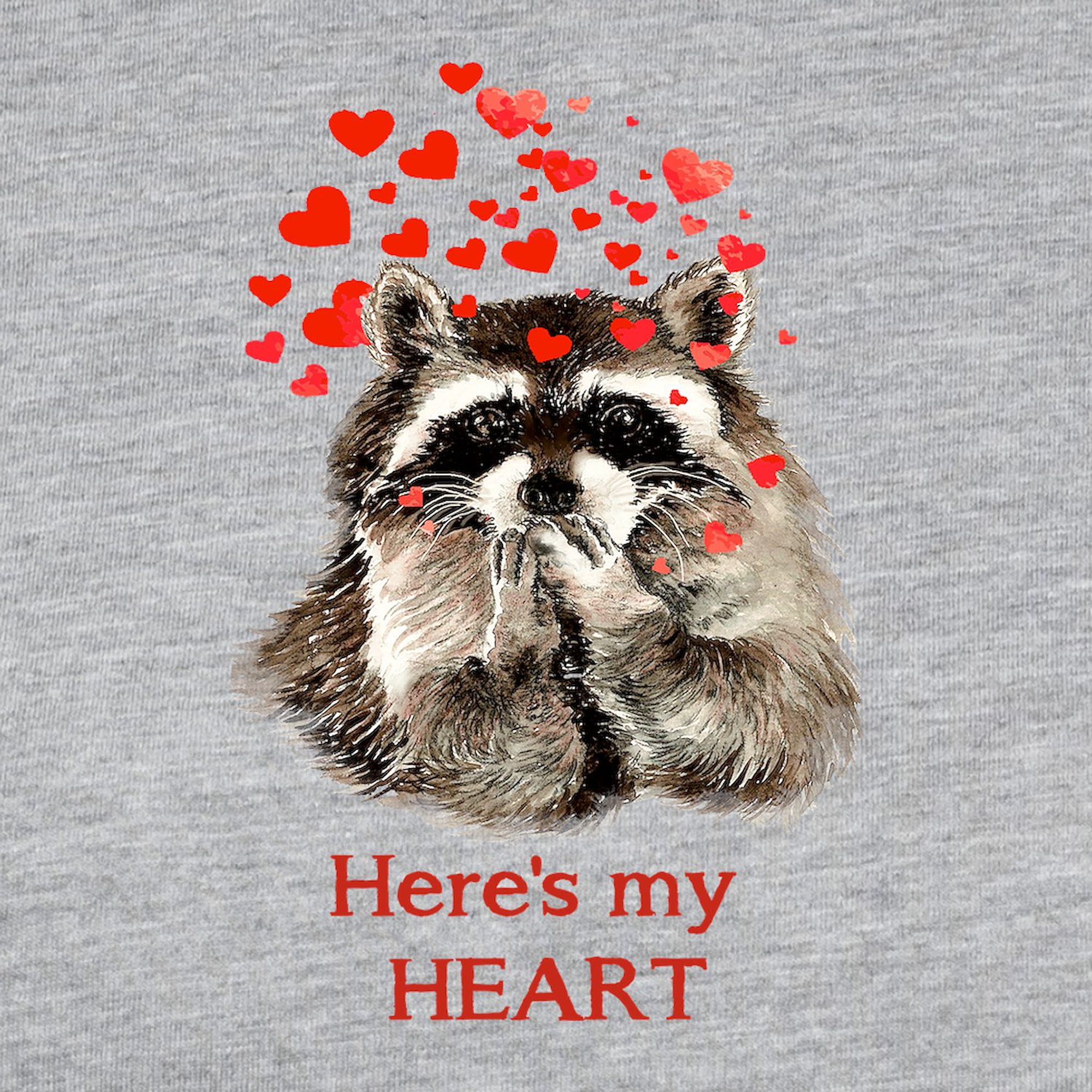 CafePress - Here's My Heart Cute Raccoon B Long Sleeve T Shirt - Womens Baseball Tee