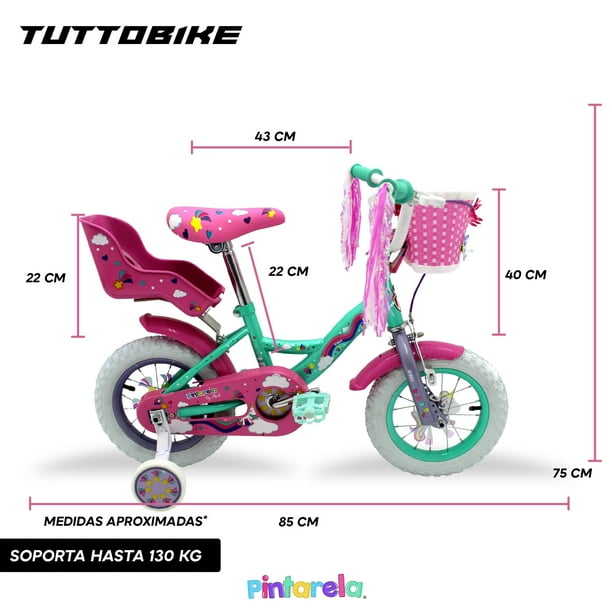 Bicicleta Infantil Rodada 12 1Velocidad Unicornio Sparkly Pintarela Urbana