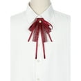 thumbnail image 4 of DARING DIVA Women's Ribbon Lace Bow Tie Pre-Tied Corsage Bow Tie Wine Red, 4 of 5