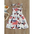 thumbnail image 2 of Gureui Toddler Infant Baby Girls Summer A-line Dress,Tie-up Smocked Butterfly/ Heart/ Star  Stripe Print Spaghetti Strap One-piece, 2 of 8