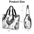 thumbnail image 3 of Tote Bag for Women - Black and White Rooster Shoulder Bag - Large Utility Work Duffle Bag with Zipper Handbag for Travel, Work, Sprots, 3 of 5