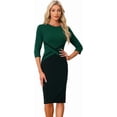 thumbnail image 1 of Allegra K Robe Fourreau pour Femmes Couleur Contrastée Manches 3/4 Bodycon Travail Bureau Robe Crayon, 1 of 6