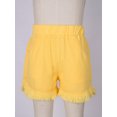 thumbnail image 3 of Hansber Kids Girls Jean Shorts Elastic Waist Ripped Frayed Raw Hem Denim Shorts Distressed Slimming Yellow 160, 3 of 7