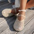 thumbnail image 3 of Seffadzy Women Rhinestone Mesh Summer Mary Jane Ballet Flats, Breathable Crystal Embellished Slip-On Shoes with Adjustable Strap Beige 36, 3 of 7