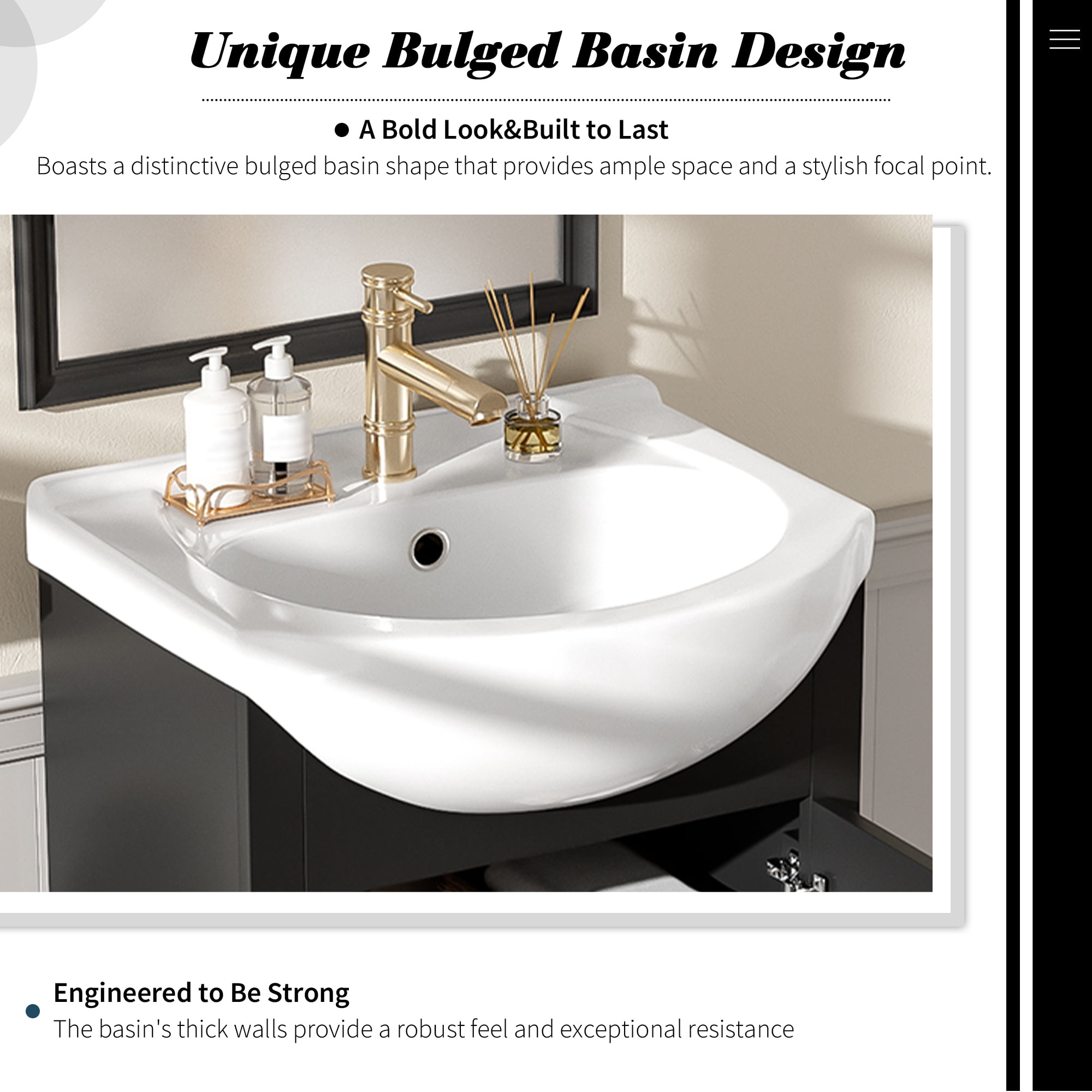 GARITIN Bathroom Vanity 20 Inch, Freestanding Single Vanity Set with Ceramic Sink and Soft Closing Door for Small Bathroom, Black