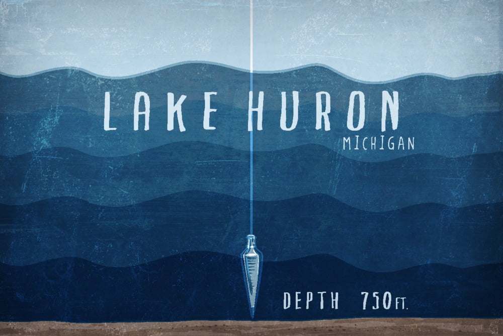 Lake Huron, Michigan, Lake Essentials, Lake Depth (24x36 Giclee Gallery