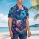 thumbnail image 3 of Fotbe Underwater Turtle Dolphin Octopus Camisa Hawaiana para Hombre Unisex – Camisa Casual de Verano con Botones de Manga Corta de Algodón y Lino,Large, 3 of 7