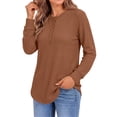 thumbnail image 3 of Fantaslook Plus Size Waffle Long Sleeve Shirts for Women Button Up V Neck Henley Blouses Dressy Casual Fall Tops, 3 of 7