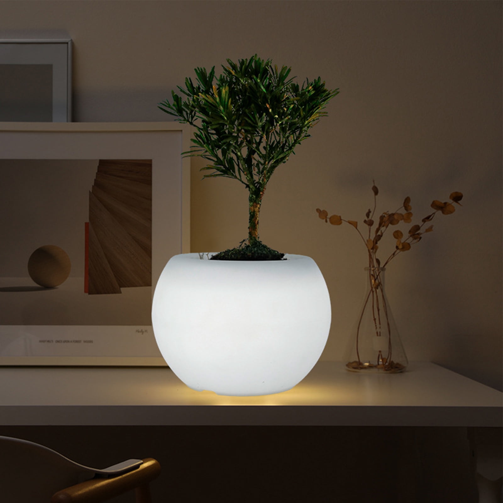 Smarted Color Shifts Illuminated Planter For Indoor Plant Decorative Gardening Pots Using Safe Materials