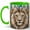 Green, variant on White Lion Coffee Mug, Jeweled Wildlife Mug, Ceramic 11 oz