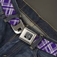 thumbnail image 2 of Buckle-Down Belt, Seatbelt Buckle Belt, Plaid X Purple Gray White, 34 to 52 Inches, 2 of 9