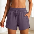 thumbnail image 2 of Hurxie Women's 5"/ 7" Athletic Running Shorts Quick Dry Lightweight Workout Gym Shorts with Zipper Pockets UPF 50+ Purple,L, 2 of 7