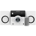 thumbnail image 1 of Magnavox MM442 Sistema de estante para CD de carga superior de 3 piezas con radio estéreo FM PLL digital, tecnología inalámbrica Bluetooth y control remoto en negro | Luces azules | Pantalla LED (blan, 1 of 5