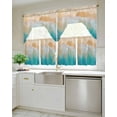thumbnail image 4 of Orange Aqua Coastal Swag Valance and Tier Curtains 36'' Length Set, Summer Beach Seaside Nautical Light Filtering Kitchen Curtains, Tier Curtain Valances for Bathroom/Living Room/Bedroom/Café, 4 of 6
