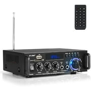 Stereo Audio Amplifier, 300W Home 2 Channel Wireless Bluetooth 5.0 Power Amplifier System, Home Amplifiers FM Radio, USB, SD Card, with Remote Control Home Theater Audio Stereo